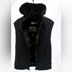 Armani exchange faux fur lined zip hooded vest  M